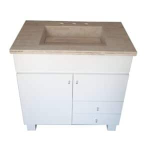 21) Vanitory Laqueado Blanco con mesada marmol Travetino 80x47 cm