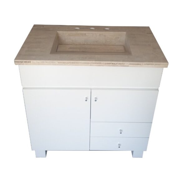 21) Vanitory Laqueado Blanco con mesada marmol Travetino 80x47 cm