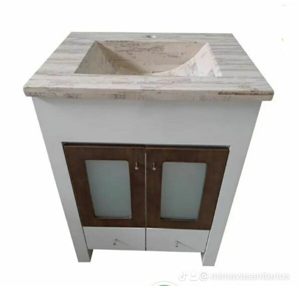 23) Vanitory Combinado con mesada de marmol travertino con faldon 60x47 cm