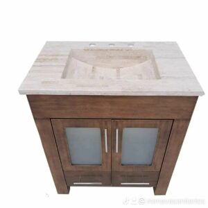 24) Vanitory Patinado cuero con mesada de marmol travertino 80x45 cm