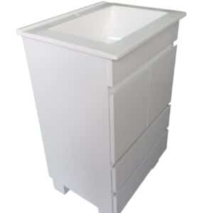 25) Vanitory Laqueado Blanco con Mesada Marmolina 50x40