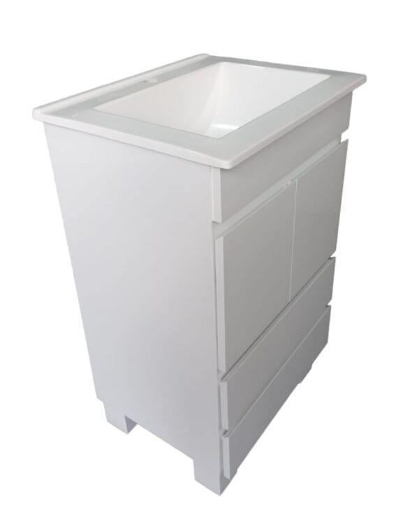 25) Vanitory Laqueado Blanco con Mesada Marmolina 50x40